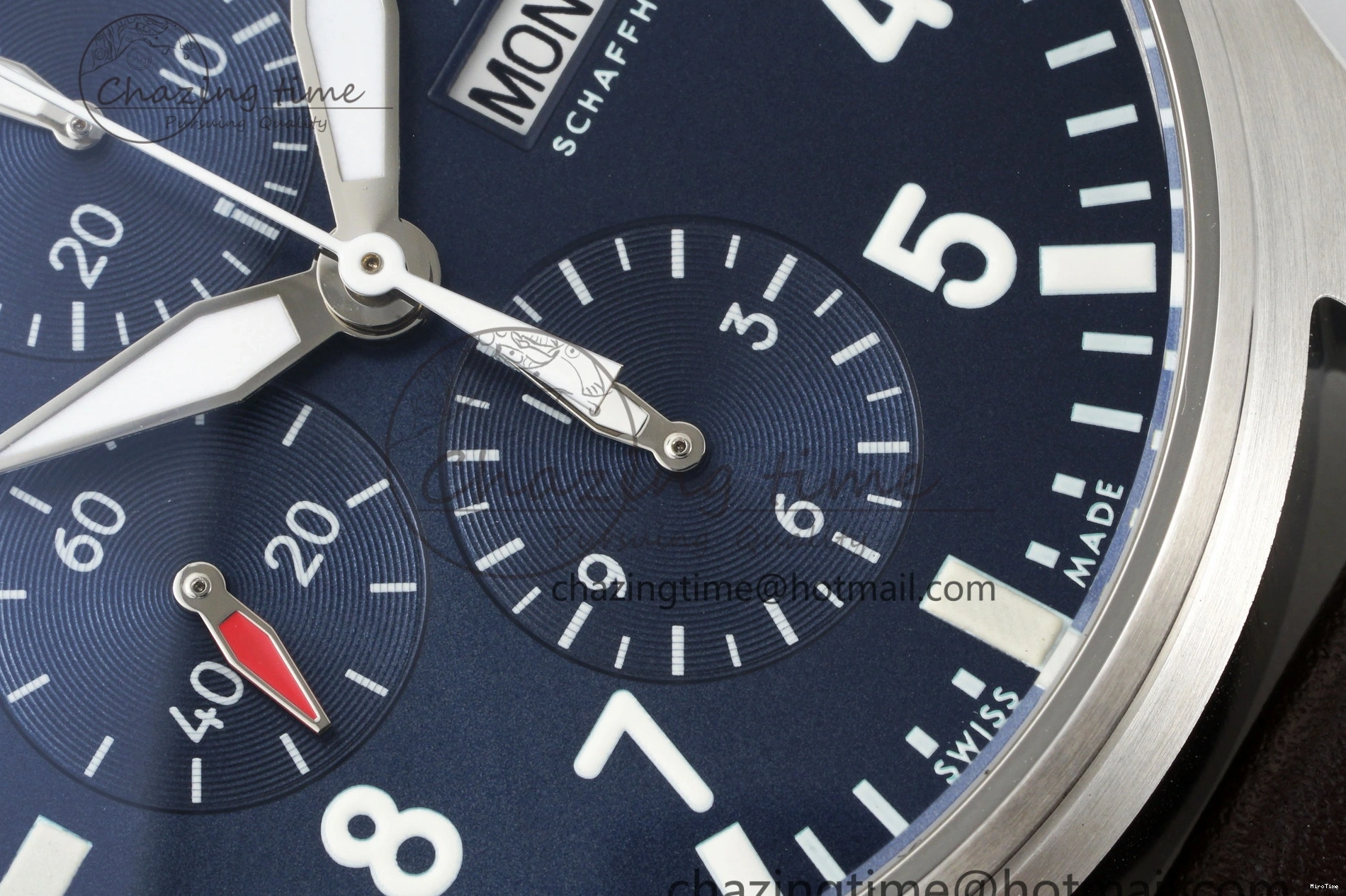 MIROTIME 0323 Pilot Chrono SS AZF 1:1 Best Edition Blue Dial on Brown Leather Strap A TimelessDesign 7060